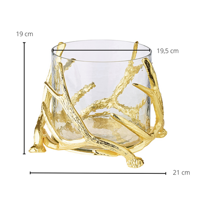 Aluminiumlaterne Kingston, Geweih-Design, 25 cm - gold