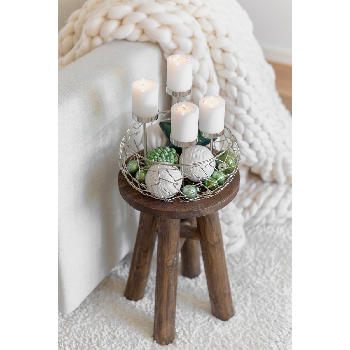 Stainless steel advent wreath 30 cm - Milano