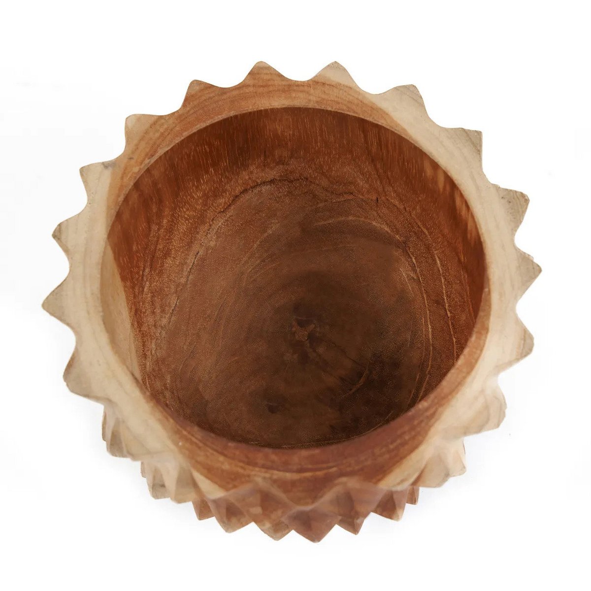 Teak root wood bowl S, durian-inspired - 15 cm