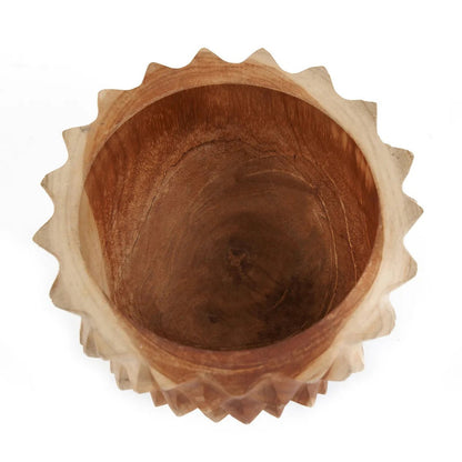 Teak root wood bowl S, durian-inspired - 15 cm