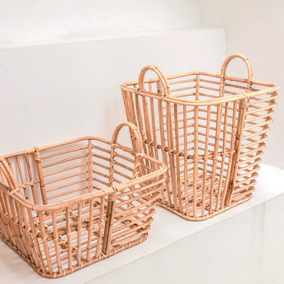 Rattan storage basket KUPANG S – 34 × 34 × 37 cm