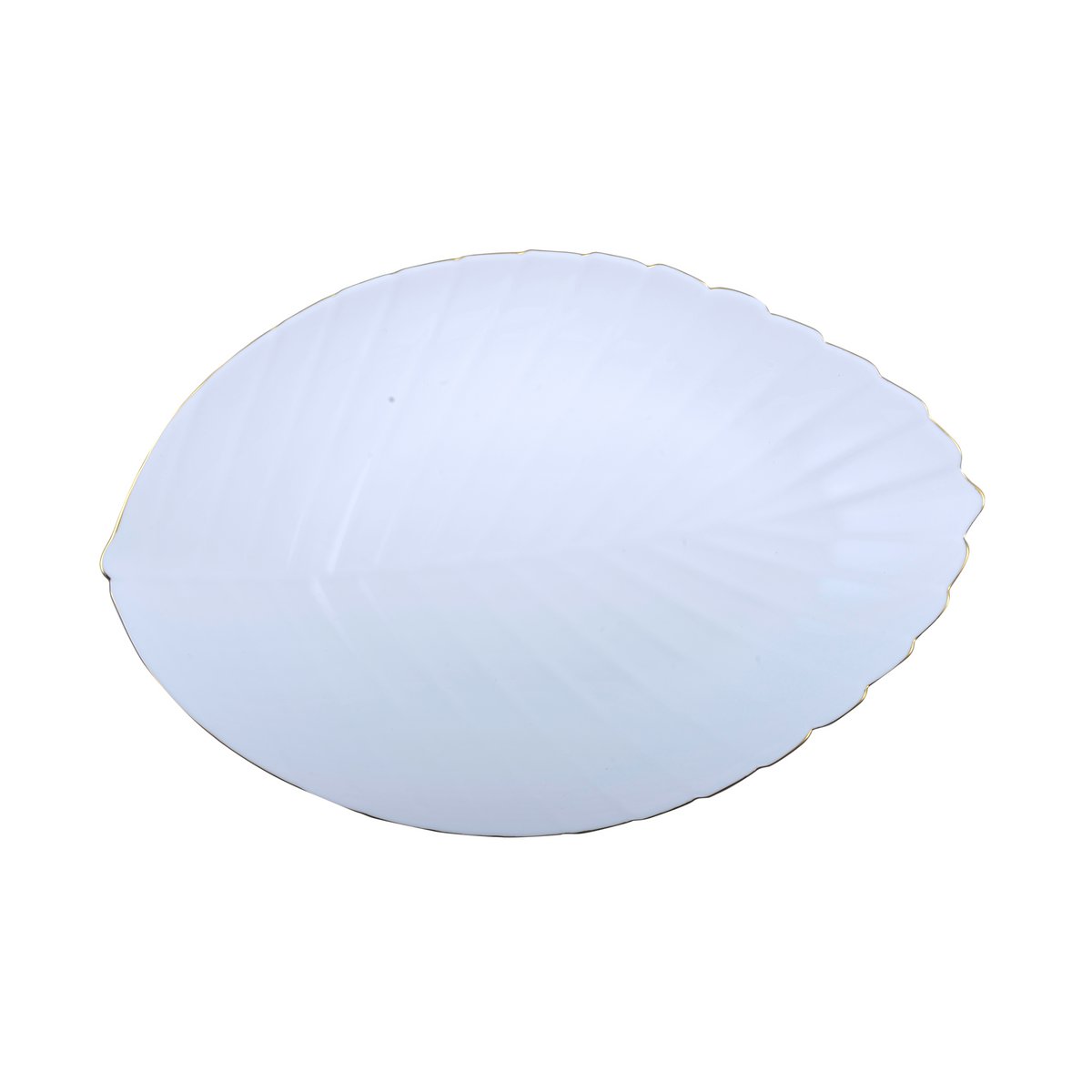 Glass presentation plate, leaf-shaped white - 37 cm