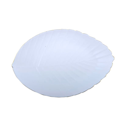Glass presentation plate, leaf-shaped white - 37 cm