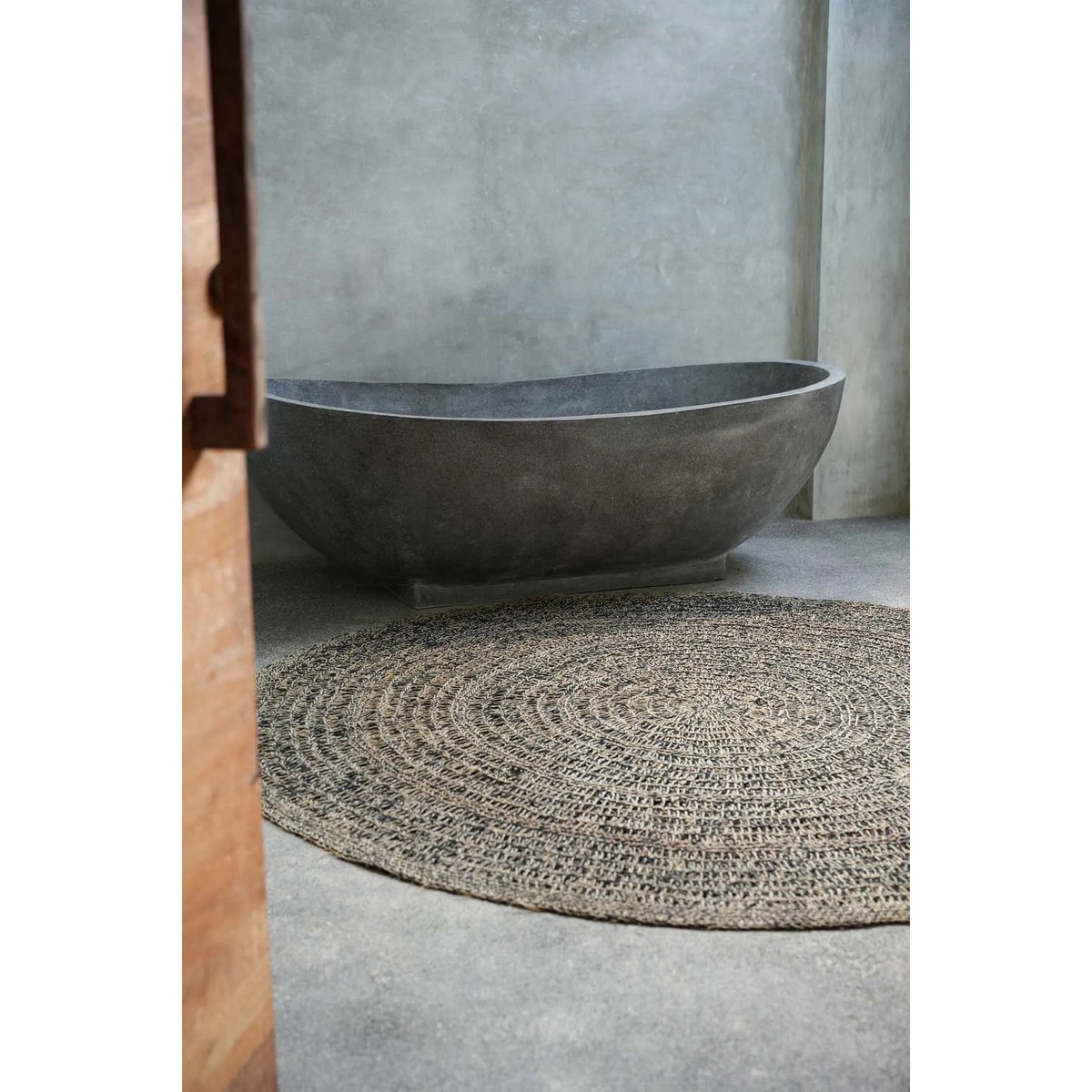 Seagrass carpet, natural black – 200 cm round