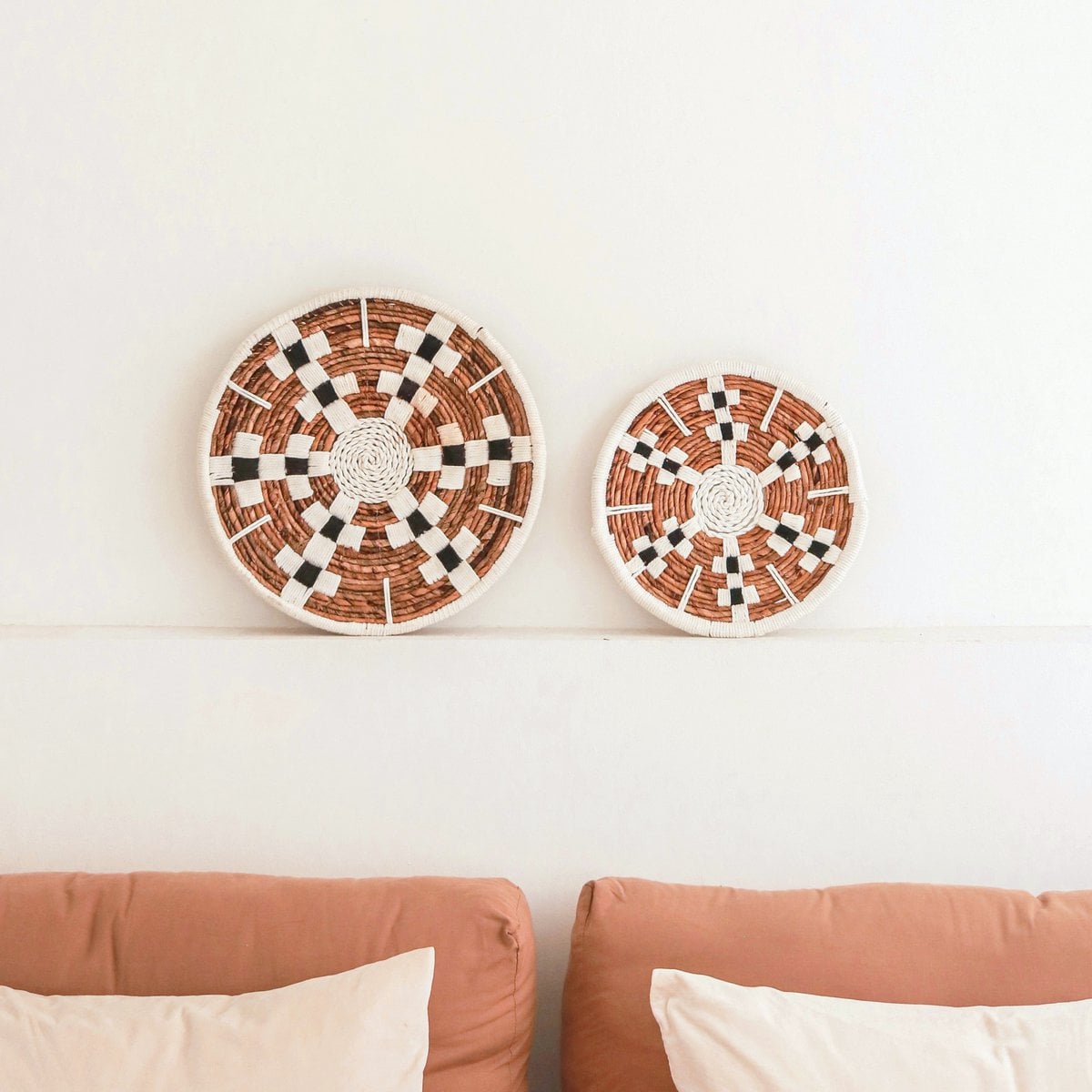 Seagrass & cotton wall basket Taman 40 cm – geometric