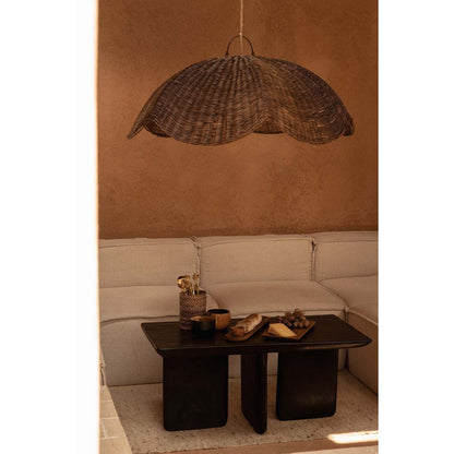 Rattan wave pendant, dark walnut - Large