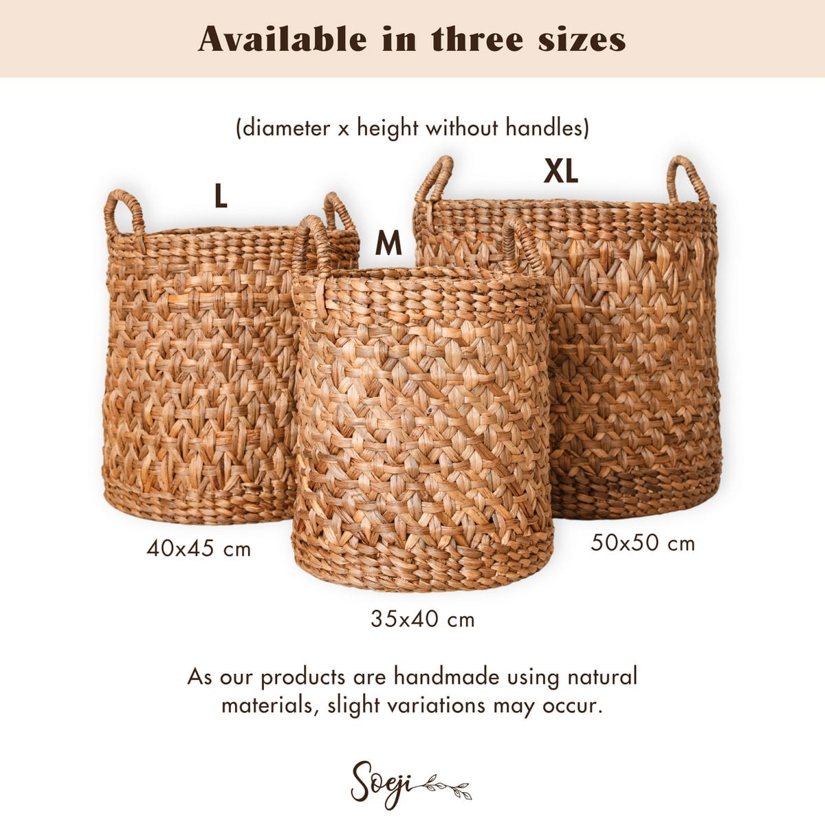 Round woven jute laundry basket Ø40 cm – brown, 45 cm tall