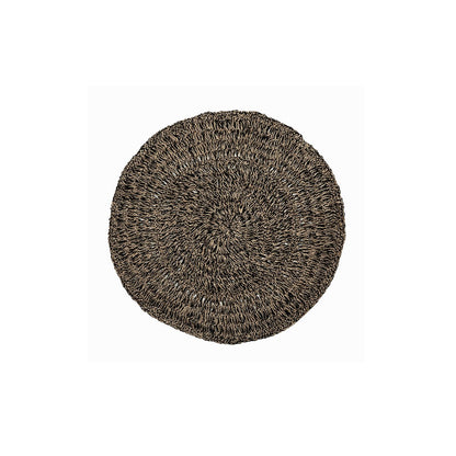 Seagrass carpet, round, natural black, 100 cm
