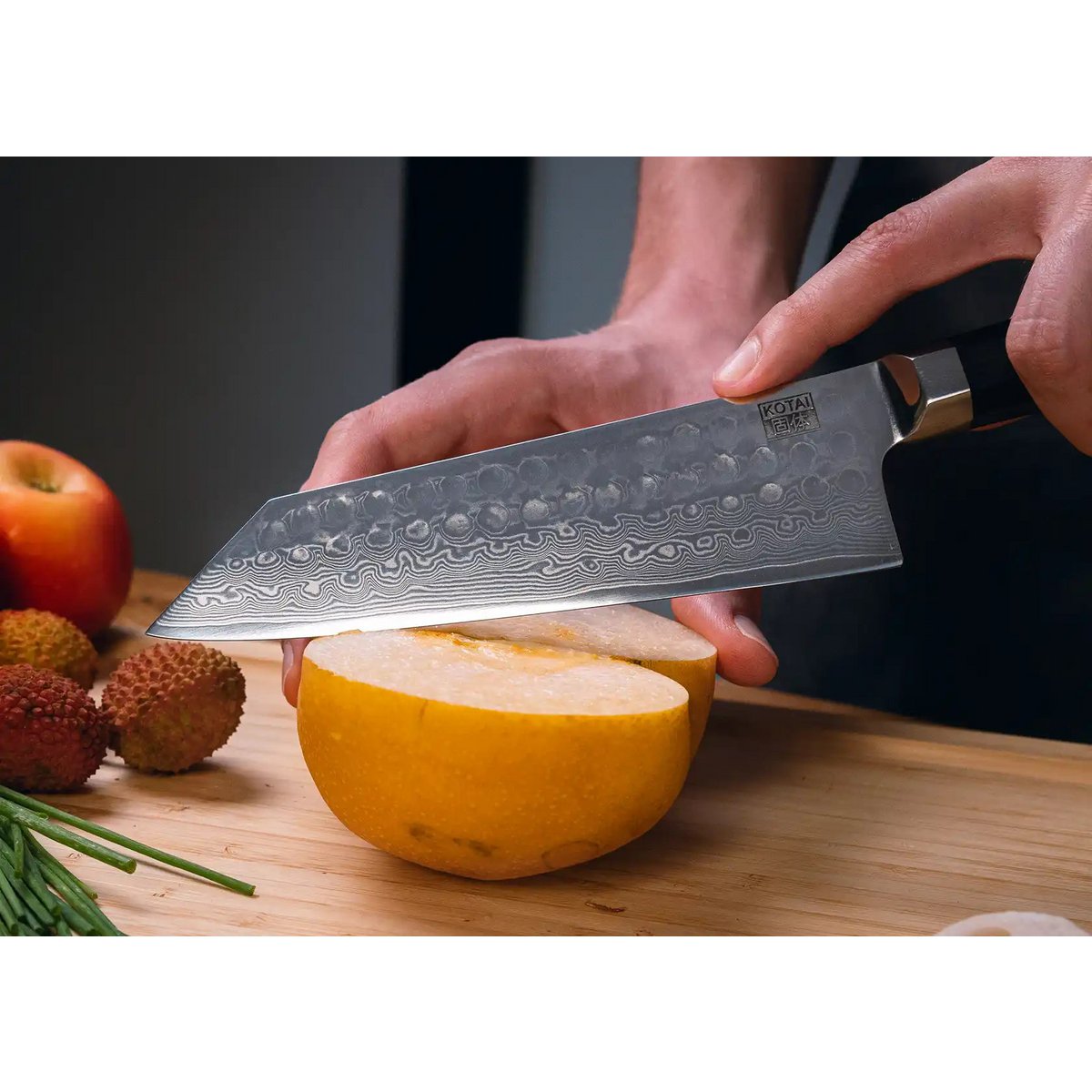 Bunka Damascus knife set, 4 pieces - AUS-10 high-carbon steel