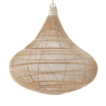 Rattan-Pendelleuchte XL – offen gewebt, handgeflochten