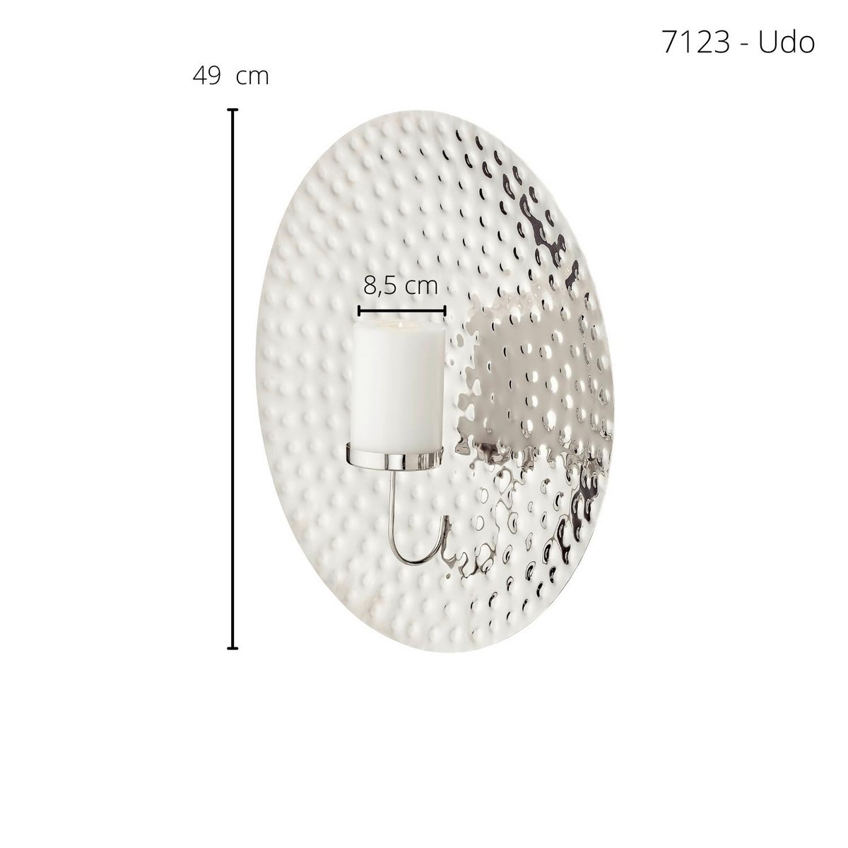 Silver wall lamp Udo, Ø 47cm