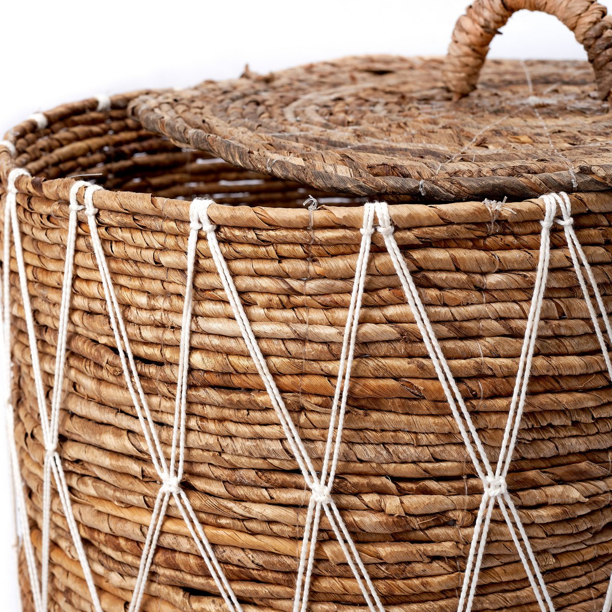 Banana fibre laundry basket KISA with lid - natural