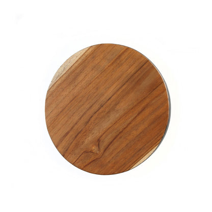 Teak cake stand with black accents, medium