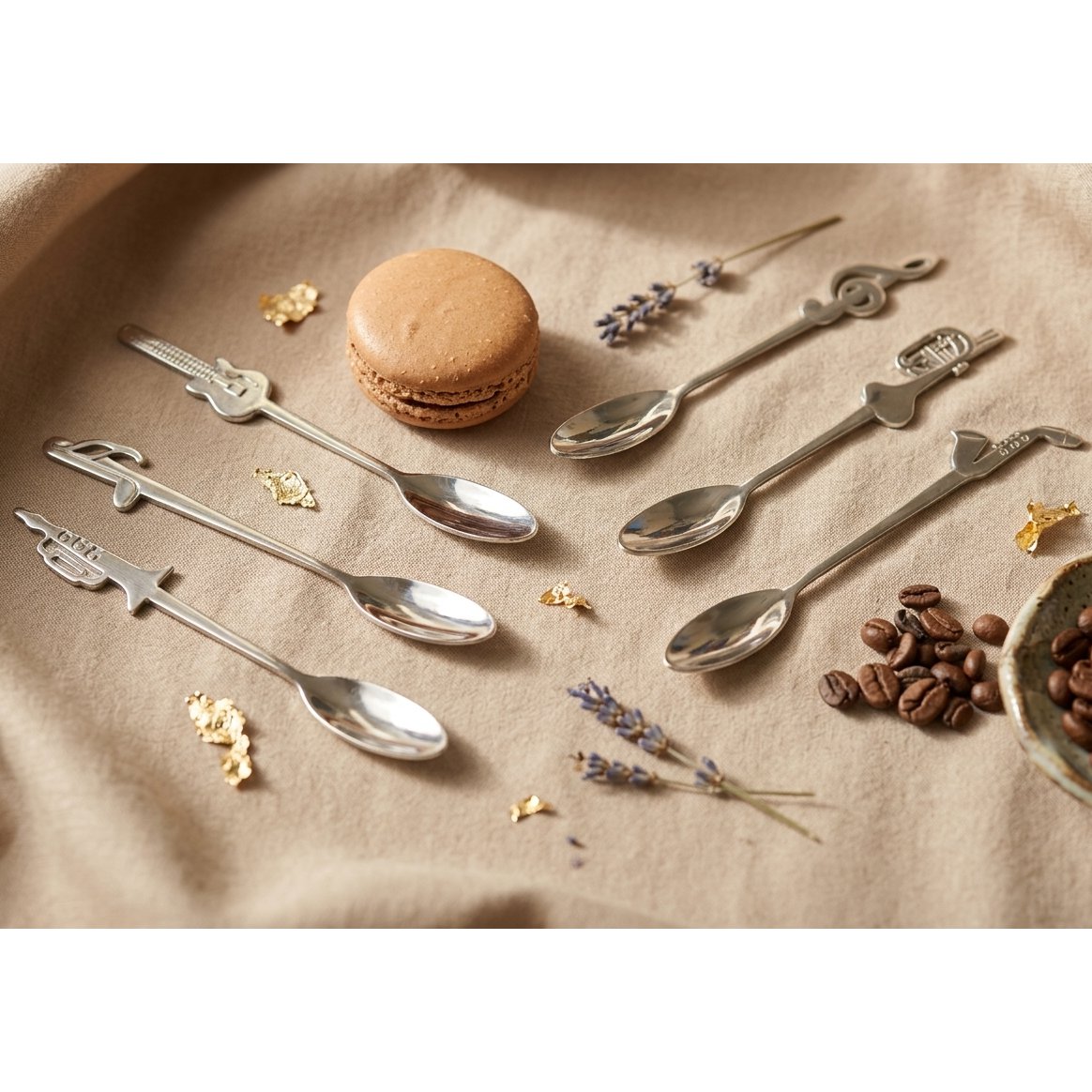 Metal coffee spoon, silver, set of 6