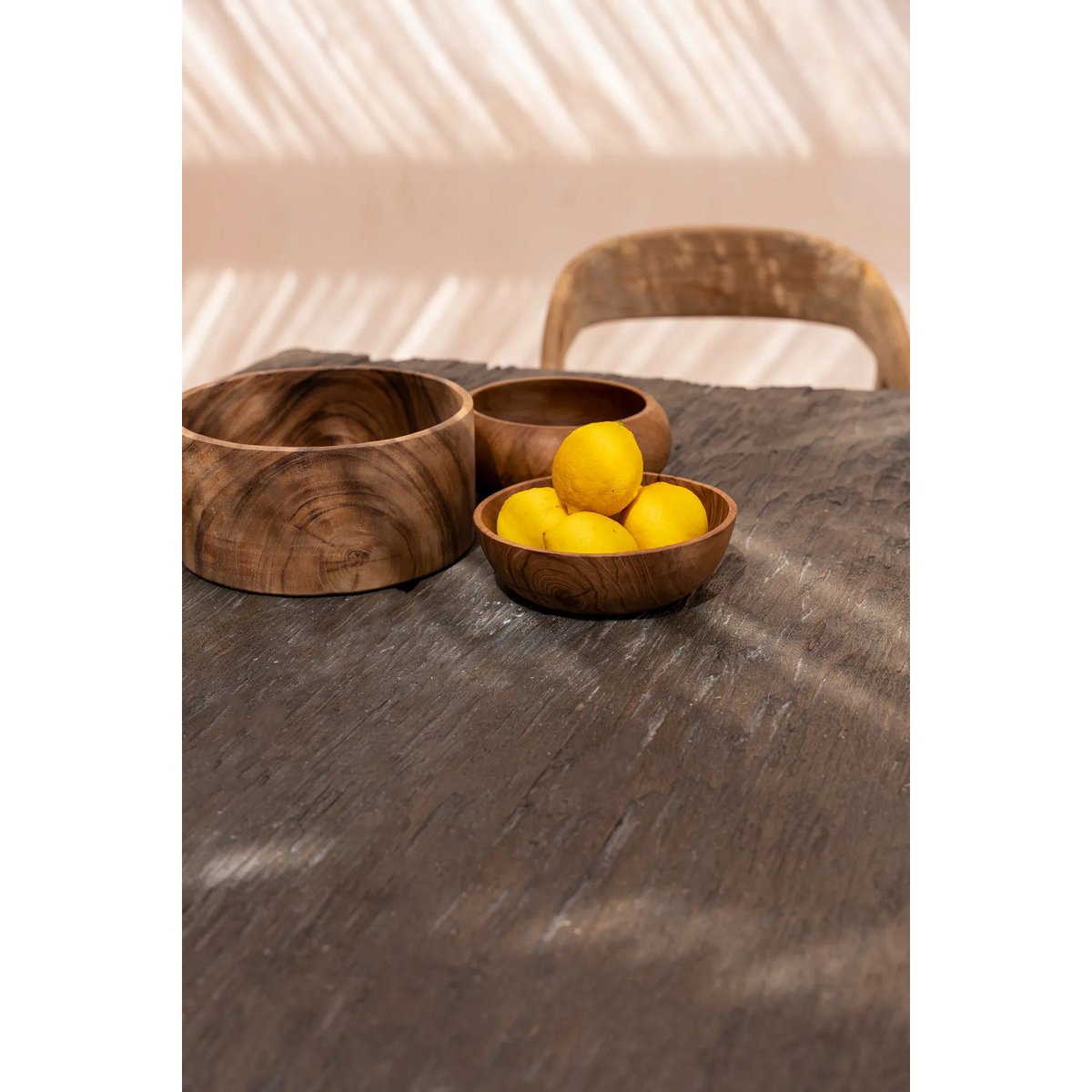 Suar wood salad bowl L, 25 cm – deep round natural