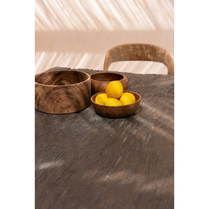 Suar wood salad bowl L, 25 cm – deep round natural