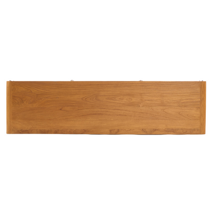 TV cabinet, teak and rattan - natural - 150 cm wide