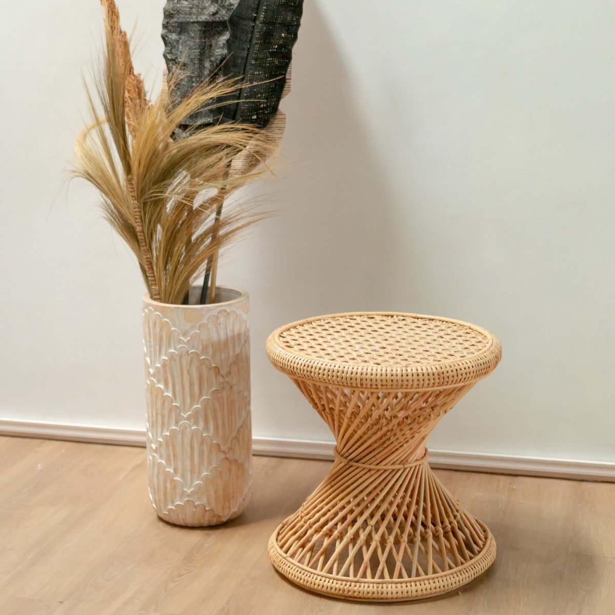 Rundt sidebord i rattan Ø45 cm × 45 cm højt – Luhu