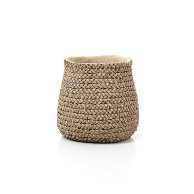 Concrete planter 26.7 cm – braided texture, natural