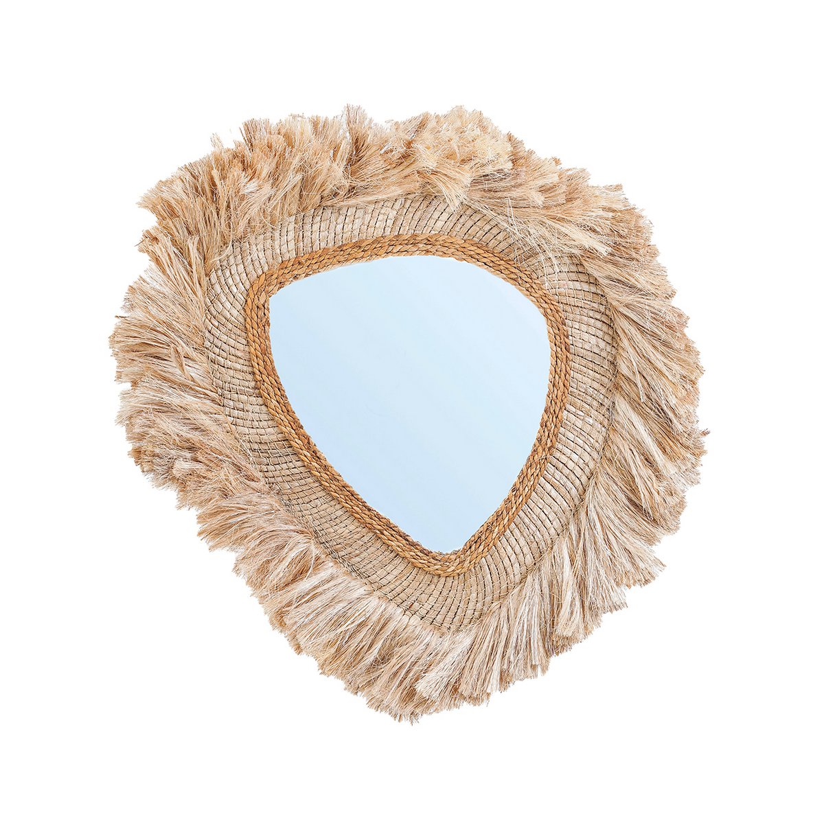 Grass-framed wall mirror, beige - large, 80 cm