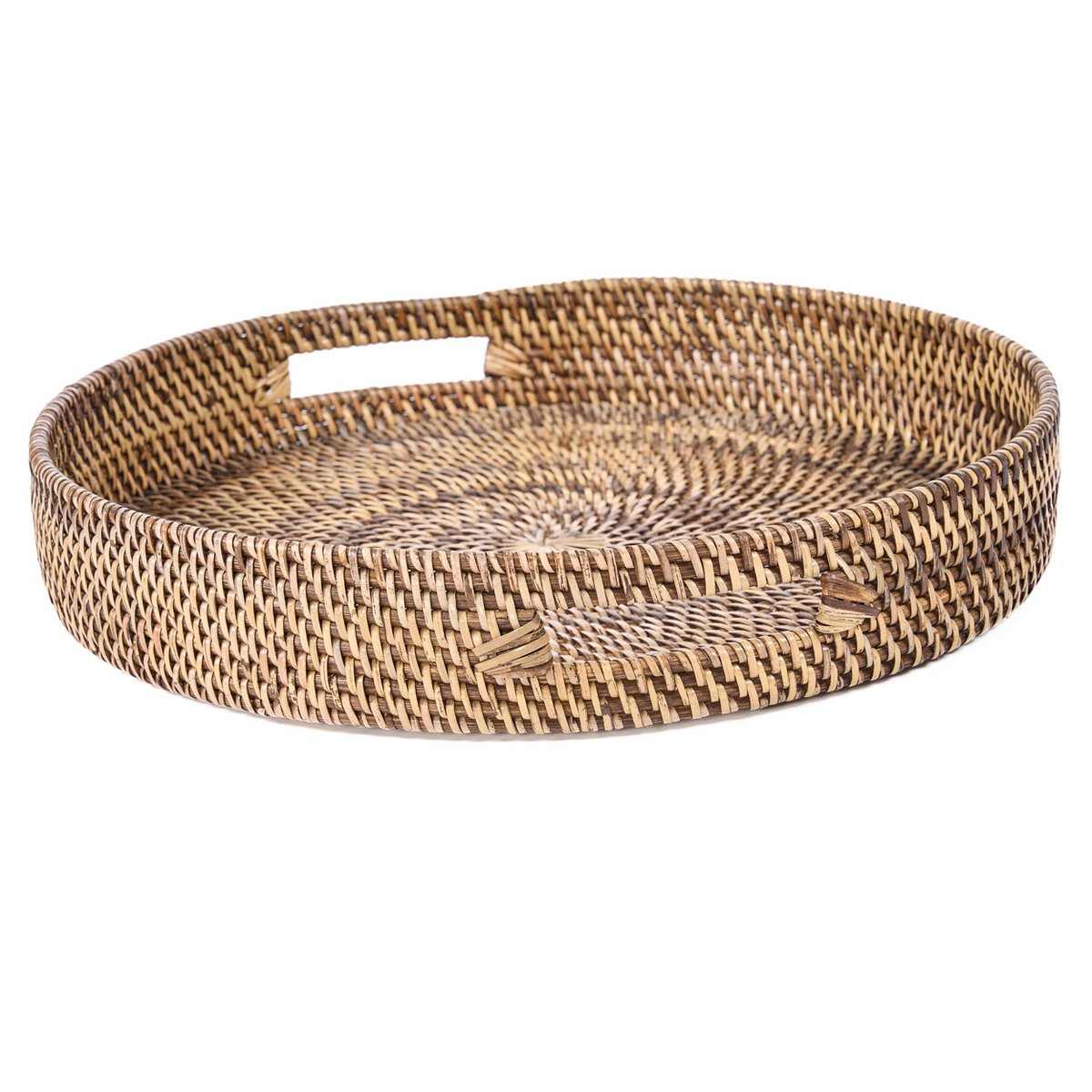 Rattan serving tray, 41 cm - handwoven natural