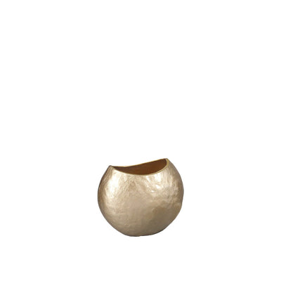 Aluminum oval vase, beige, 26 × 22 cm