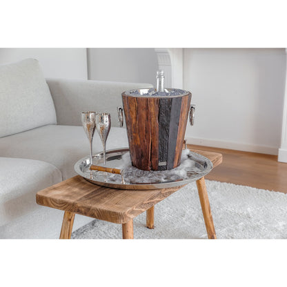 Weinkühler Providence aus Edelstahl, 28 cm – Teak und Silber