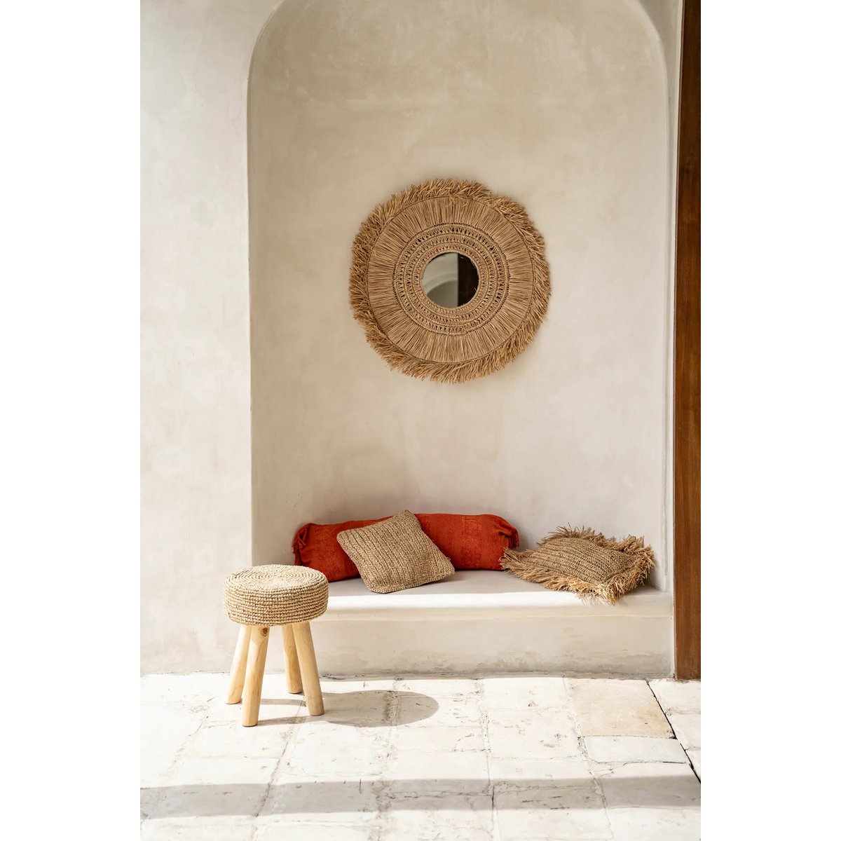 Raffia cushion cover 40×40 cm - natural, handcrafted in Indonesia