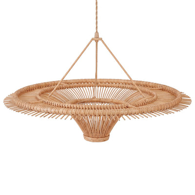 Handgewebter Rattan-Pendelschirm 150 cm – natur, XXL Decken-Statement