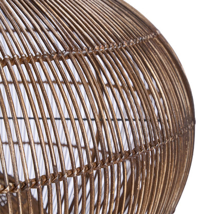 Pendelleuchte aus geflochtenem Rattan, dunkles Nussbaumholz – Mittel