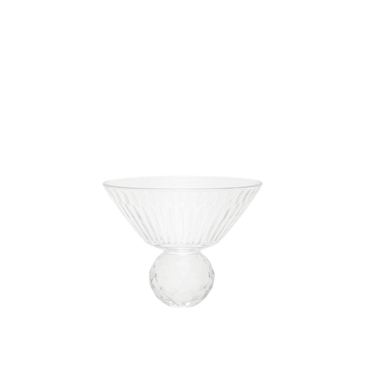 Glass dessert bowls with diamond foot, set of 4
