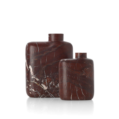 Marble vase, wine red, tall - High