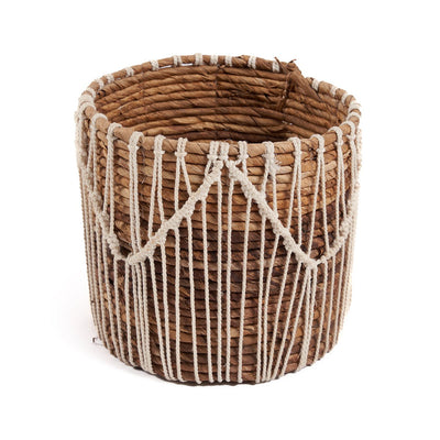 Cotton macramé storage basket 20 × 20 cm - natural white, cylinder