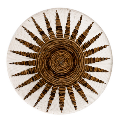 Woven wall circle MADALA, Ø40 cm – cotton and jute, geometric pattern
