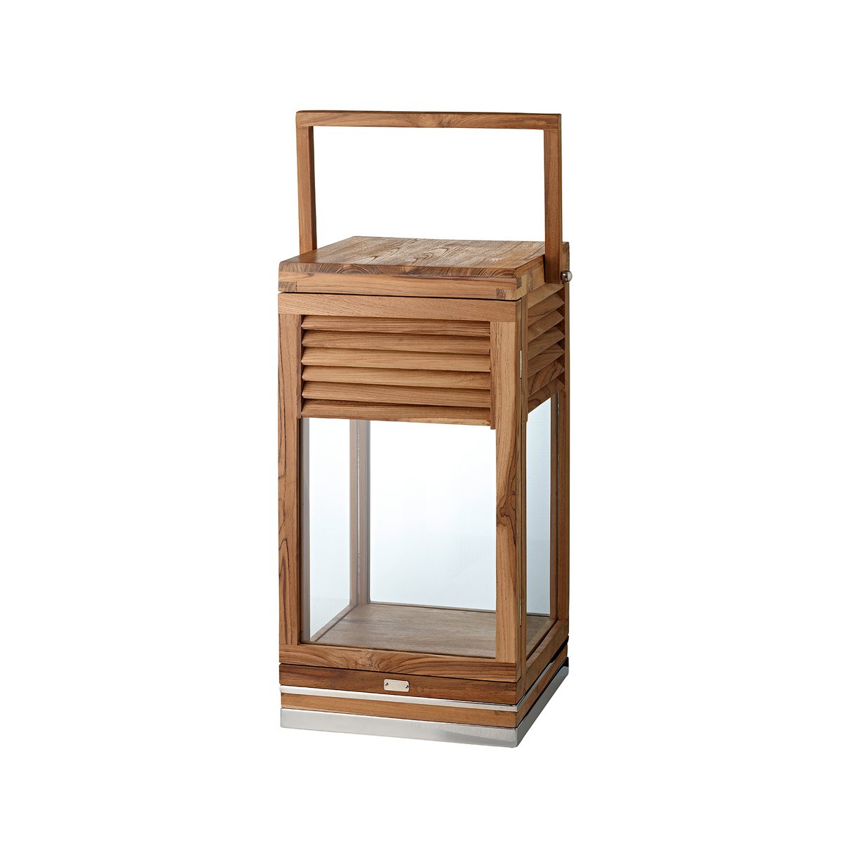 Teak lantern Vegas, nickel-plated steel - 60 cm