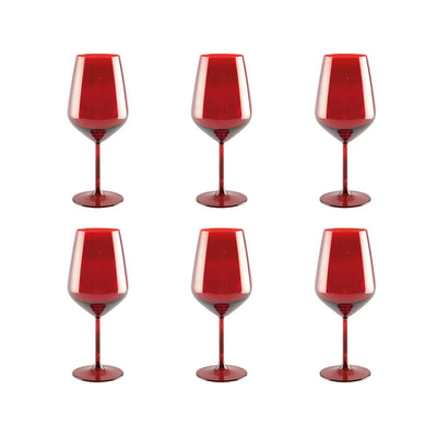 Glass wine glasses, set of 6 - red