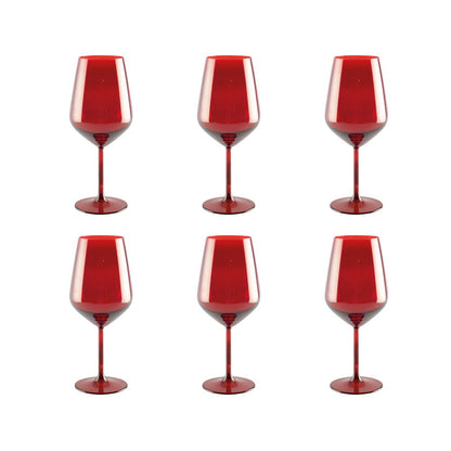 Glass wine glasses, set of 6 - red