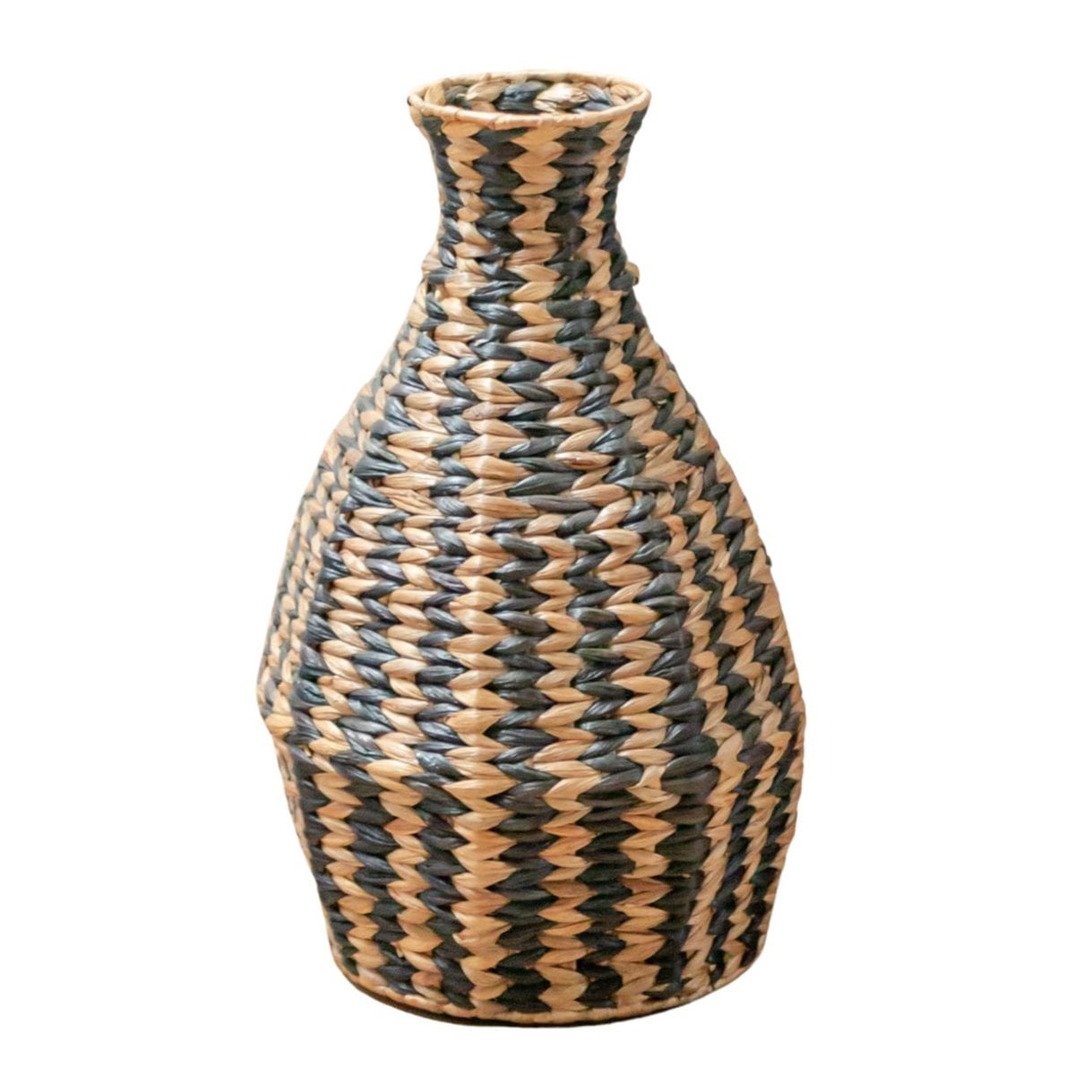 Woven water hyacinth vase – Dayana, black