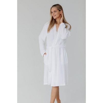 Cotton bamboo muslin bathrobe - white (S)