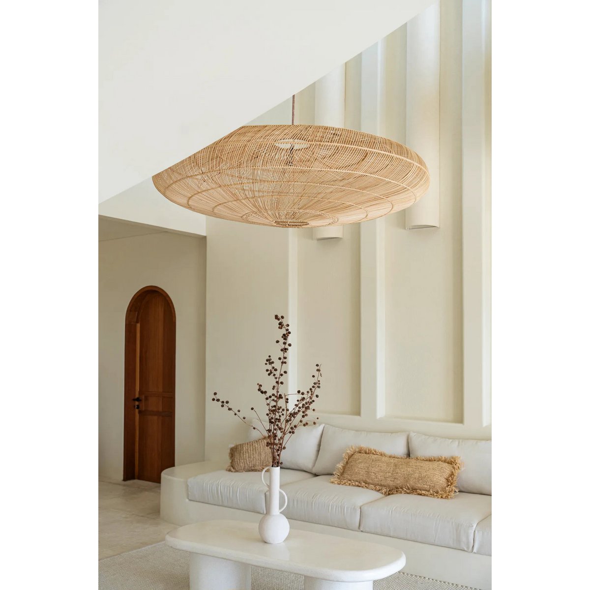 Kissenbezug aus Bast 35×100 cm – handgewebt, naturbeige