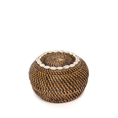 Rattankorb mit Kaurischnecken - S, 23 cm