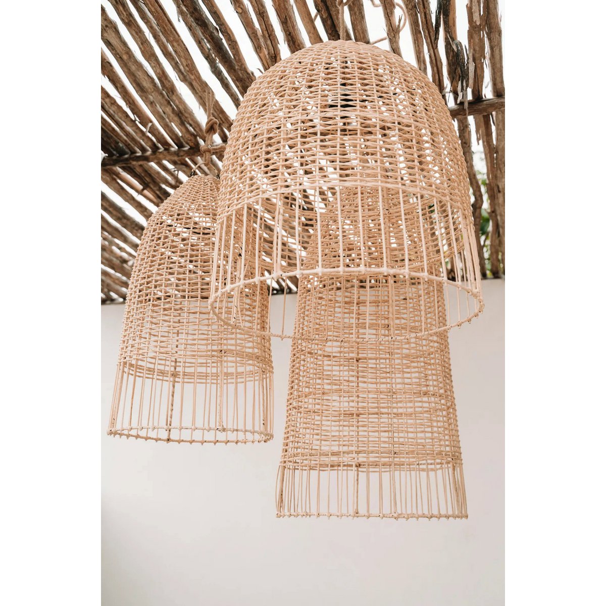 Rattan-Pendelleuchte, Kuppelschirm – M, 60 cm
