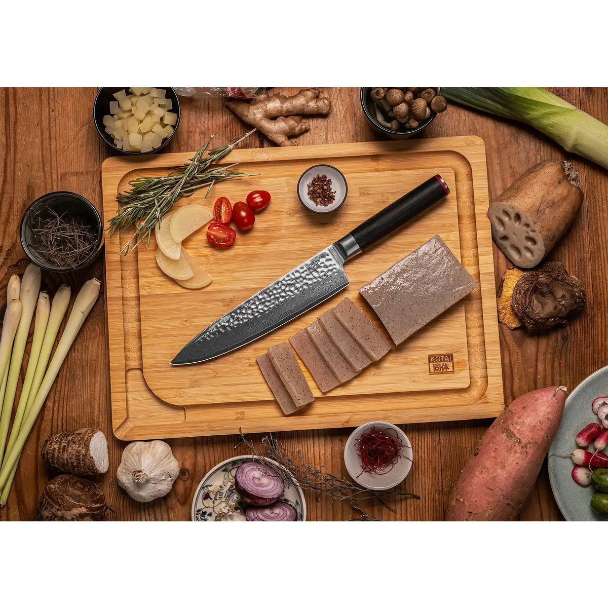 Damascus stainless steel gyuto chef knife - wood handle