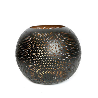 Brass Pierced Ball tea light holder, large - handmade