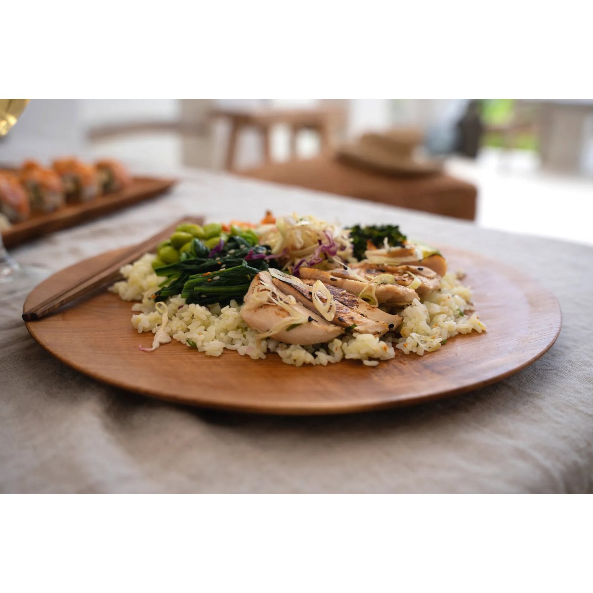 Teak round plate, 25 cm - natural