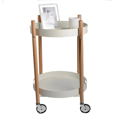 Wood and white rolling trolley, 42 × 69 × 33 cm