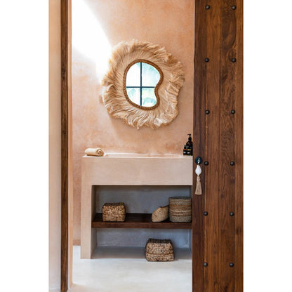 Grass-frame arch wall mirror, large – 80 × 90 cm