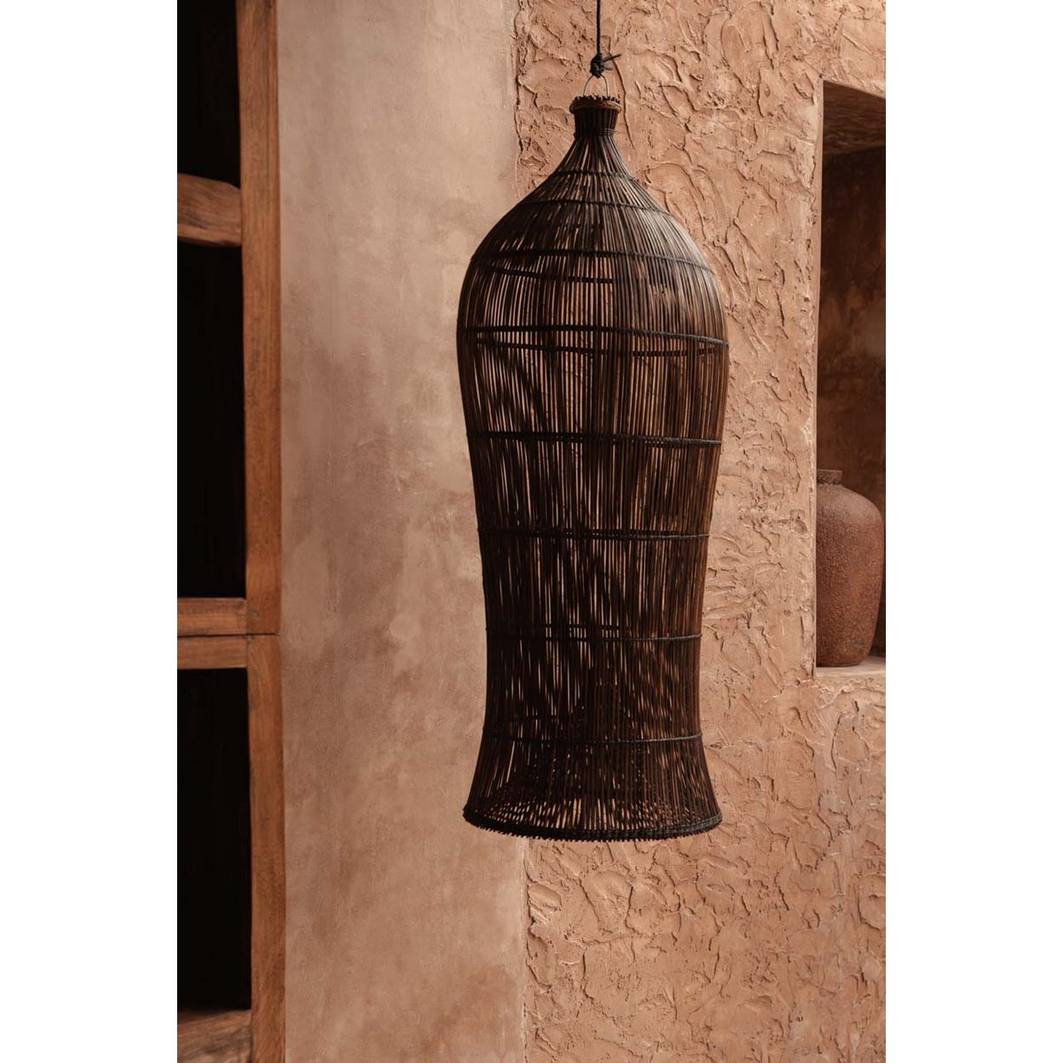 Bamboo tower pendant light 102 cm - dark walnut