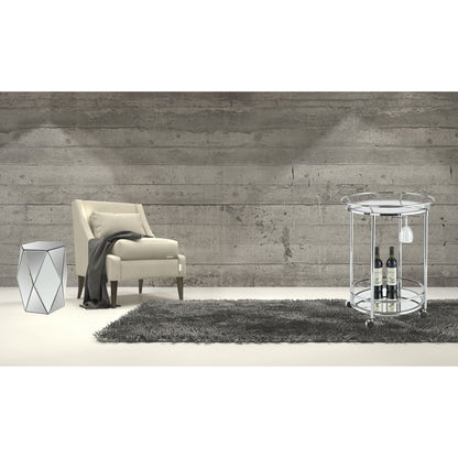 Stainless steel mirror tray table 56.5 cm - on casters