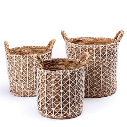 Korb Kerso M aus Baumwolle und Jute – Ø 35 cm, 40 cm hoch